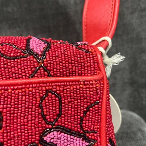 STAUD Tommy Beaded Shoulder Bag in Cherry Abstract Wave - Picture 10 of 16